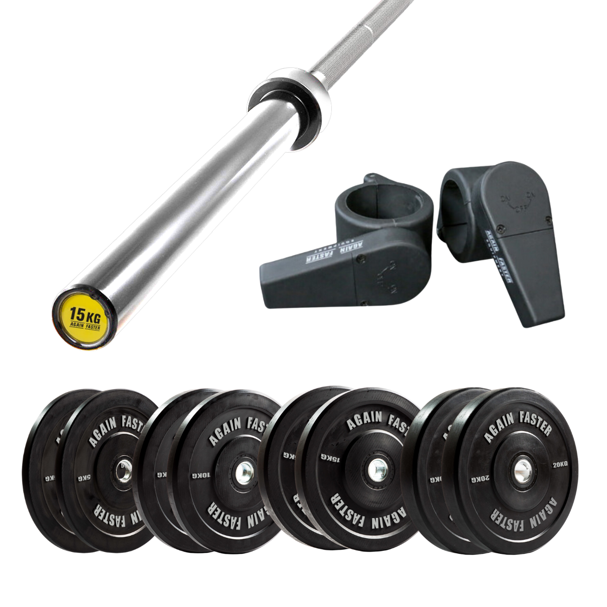 15kg Evolution Barbell + 100kg Virgin Bumper Plates Package