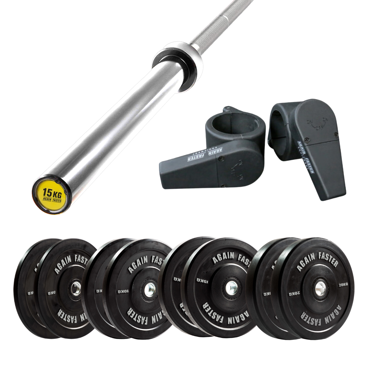 15kg Evolution Barbell and 100kg Virgin Bumper Package