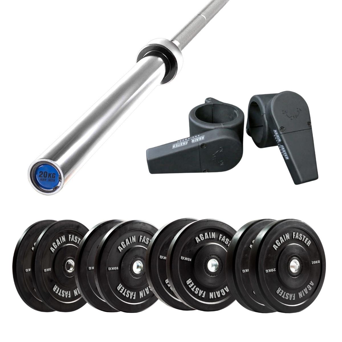 20kg Evolution Barbell and 100kg Virgin Bumper Package